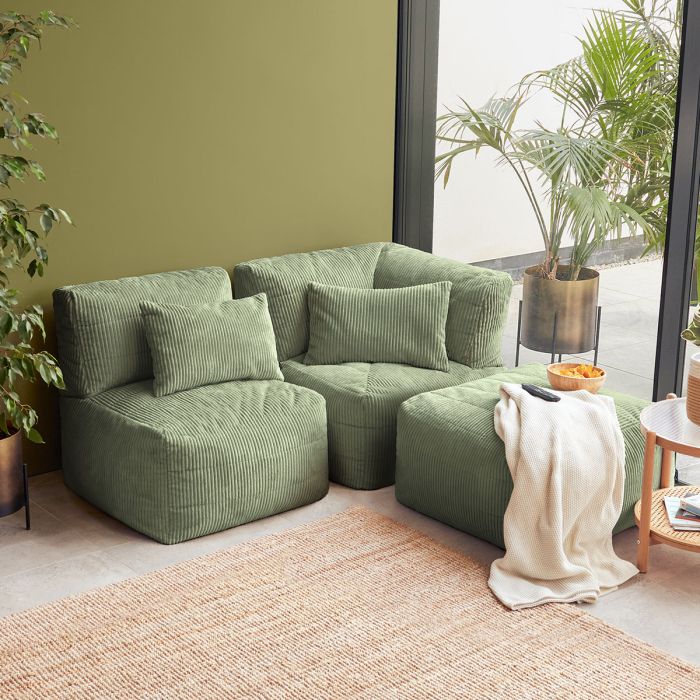 Fauteuil modulaire, Noa, velours côtelé jumbo, vert sauge