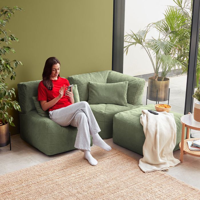 Fauteuil modulaire, Noa, velours côtelé jumbo, vert sauge