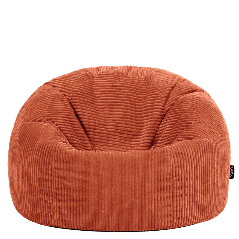 Pouf classique Kingston en velours côtelé, orange terracotta