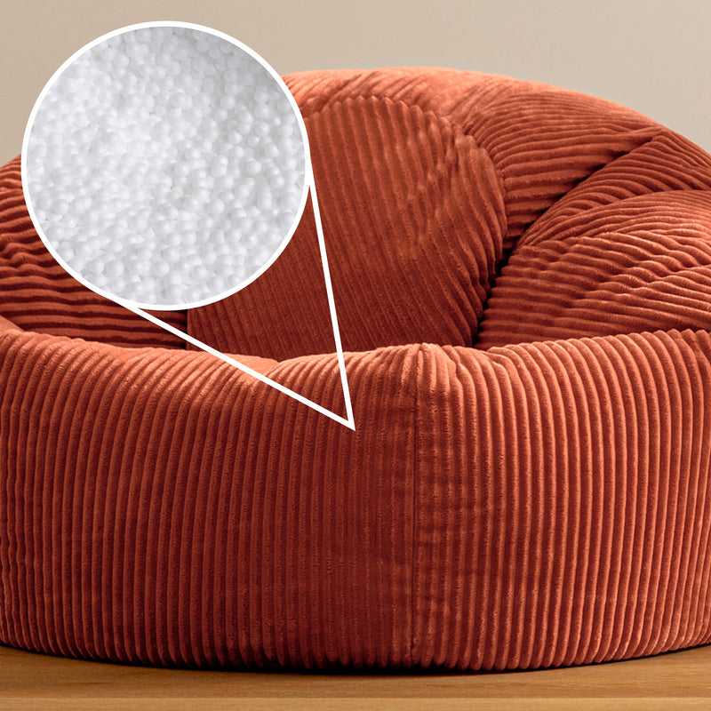 Pouf classique Kingston en velours côtelé, orange terracotta