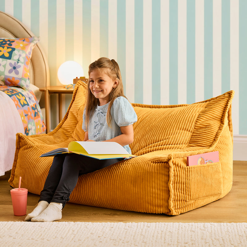 Canapé pouf pour enfant Francesco Cord - Ocre