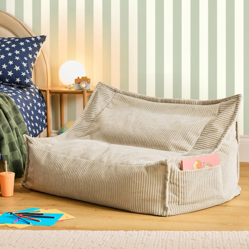 Canapé pouf pour enfant Francesco Cord - Pierre