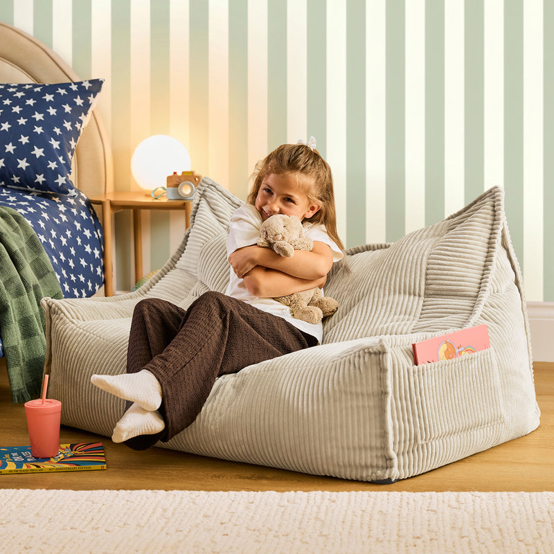 Canapé pouf pour enfant Francesco Cord - Pierre