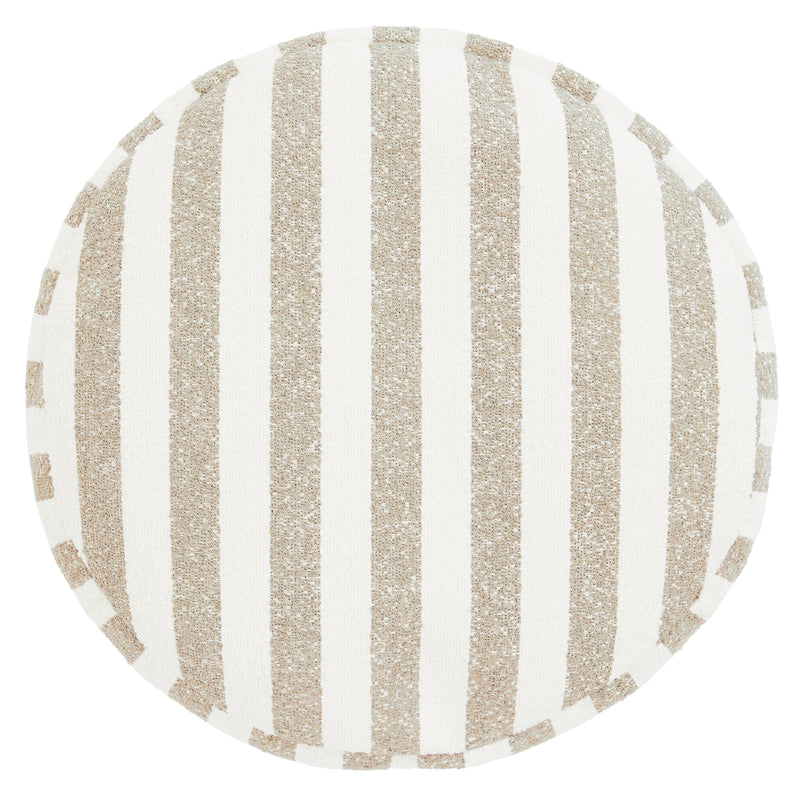 Pouf rond en bouclé rayé Milano - Naturel