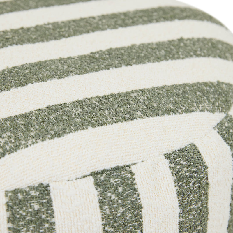 Pouf rond en bouclé rayé Milano - Vert olive