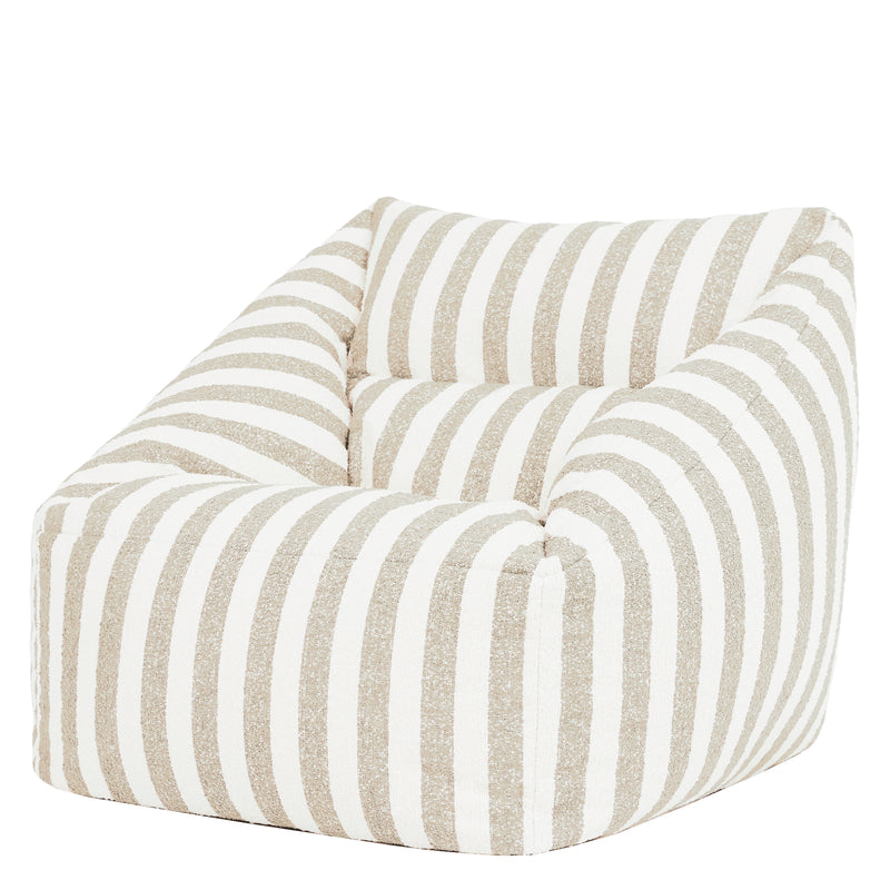 Fauteuil poire Natalia en bouclette rayée - Naturel