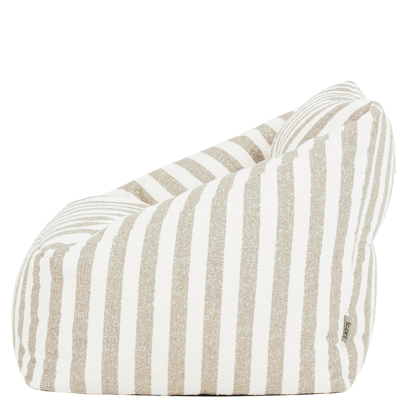 Fauteuil poire Natalia en bouclette rayée - Naturel