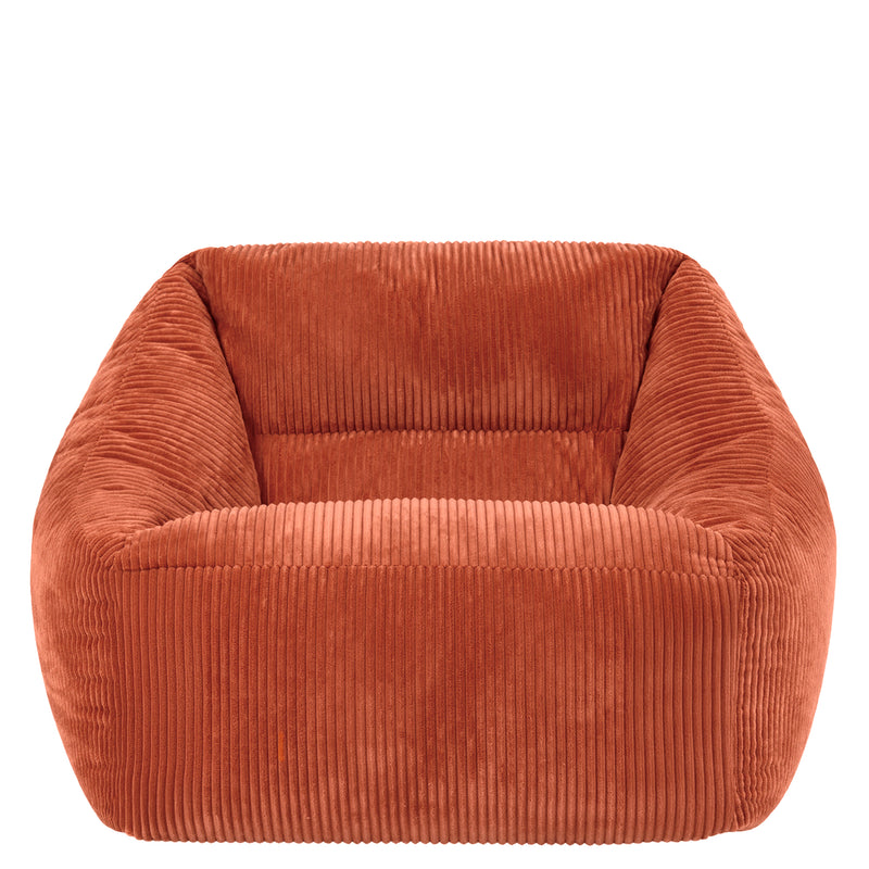 Fauteuil poire Natalia en velours côtelé, couleur terracotta