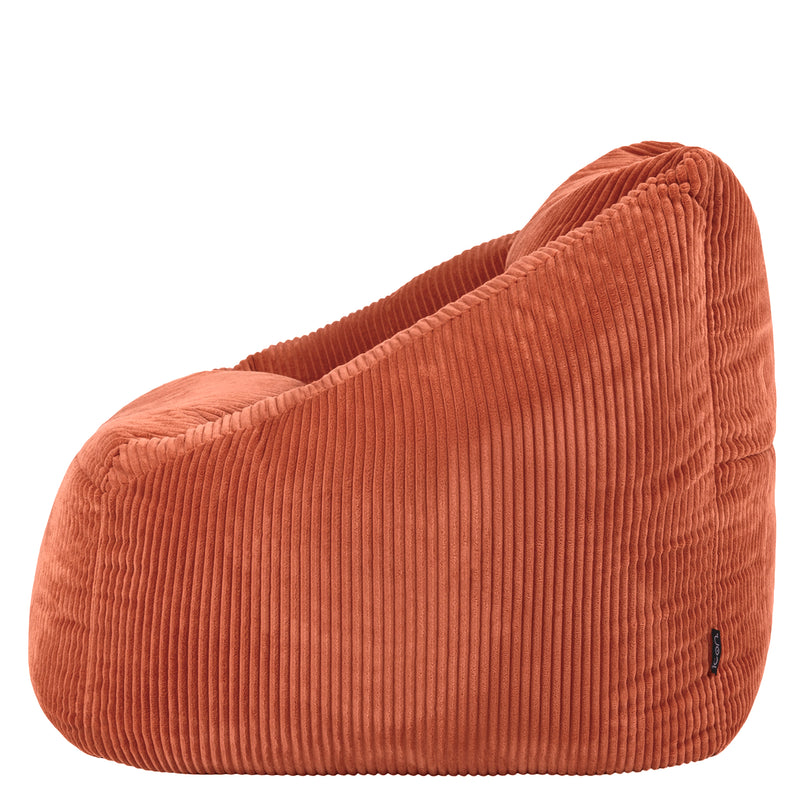 Fauteuil poire Natalia en velours côtelé, couleur terracotta