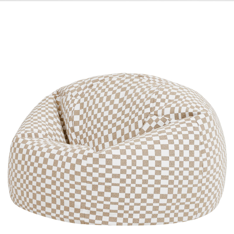 Pouf Kingston à motif damier - Naturel