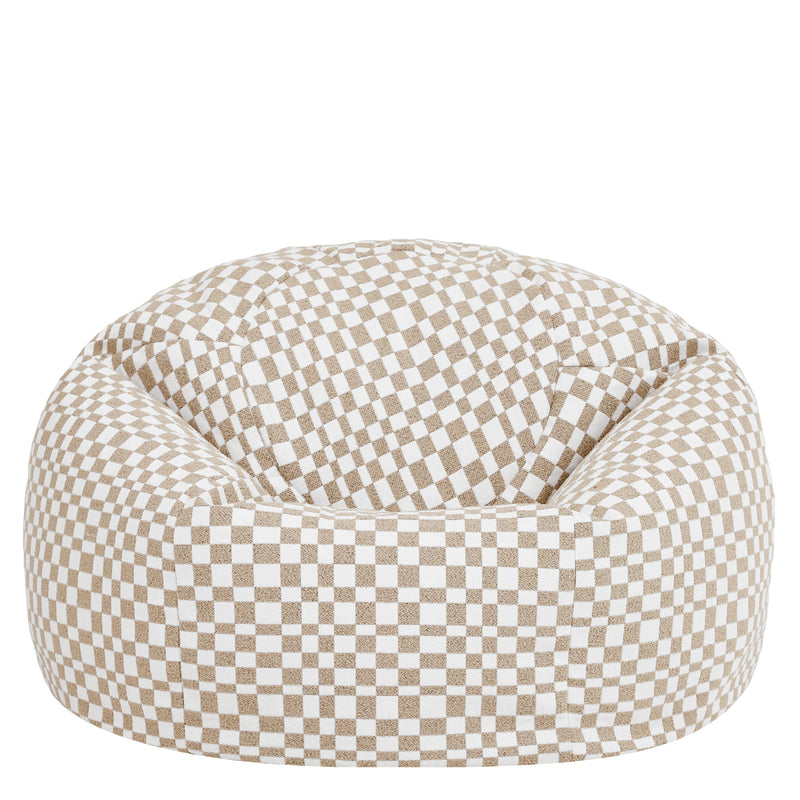 Pouf Kingston à motif damier - Naturel