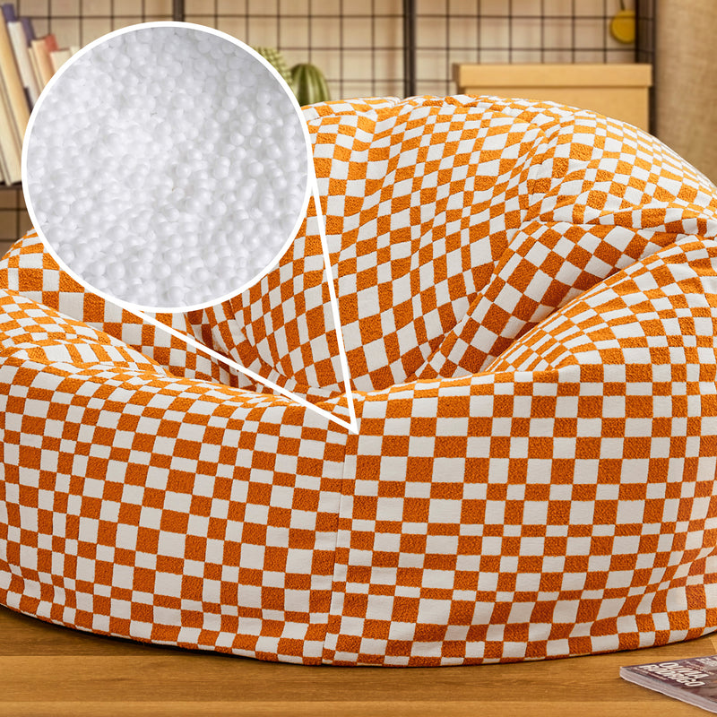 Pouf Kingston à motif damier - Orange