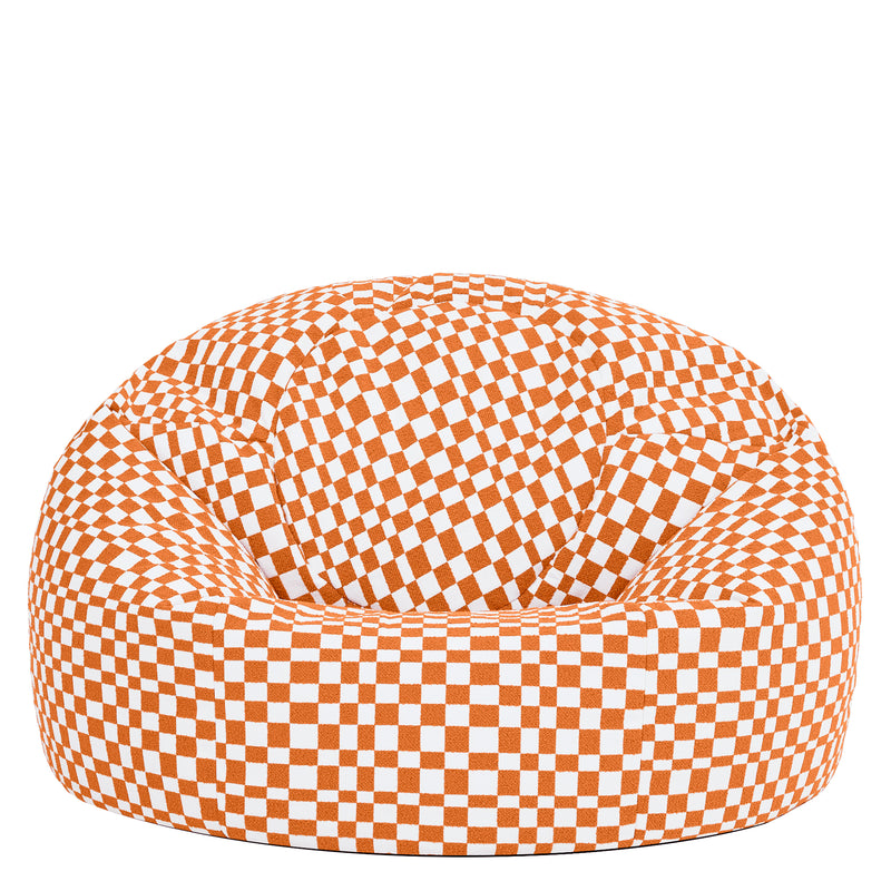 Pouf Kingston à motif damier - Orange