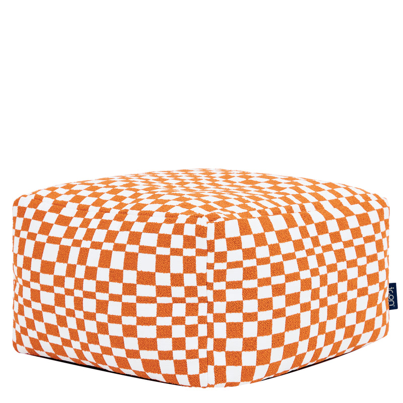 Repose-pieds carré à damier Amara - Orange