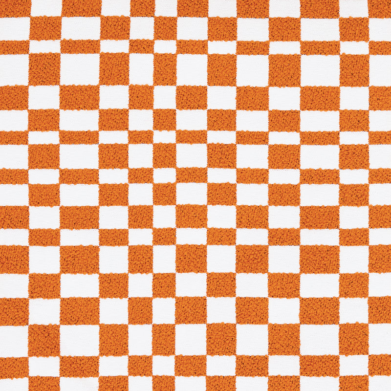 Repose-pieds carré à damier Amara - Orange