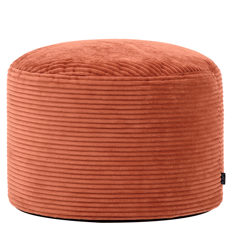 Pouf rond Milano en velours côtelé, orange terracotta