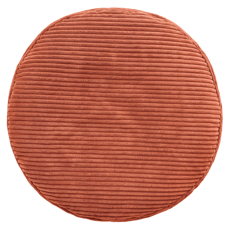Pouf rond Milano en velours côtelé, orange terracotta
