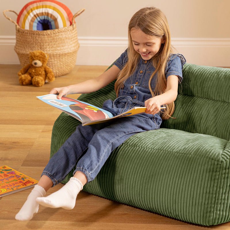 Canapé pouf pour enfant Cecilia Cord - Vert sauge