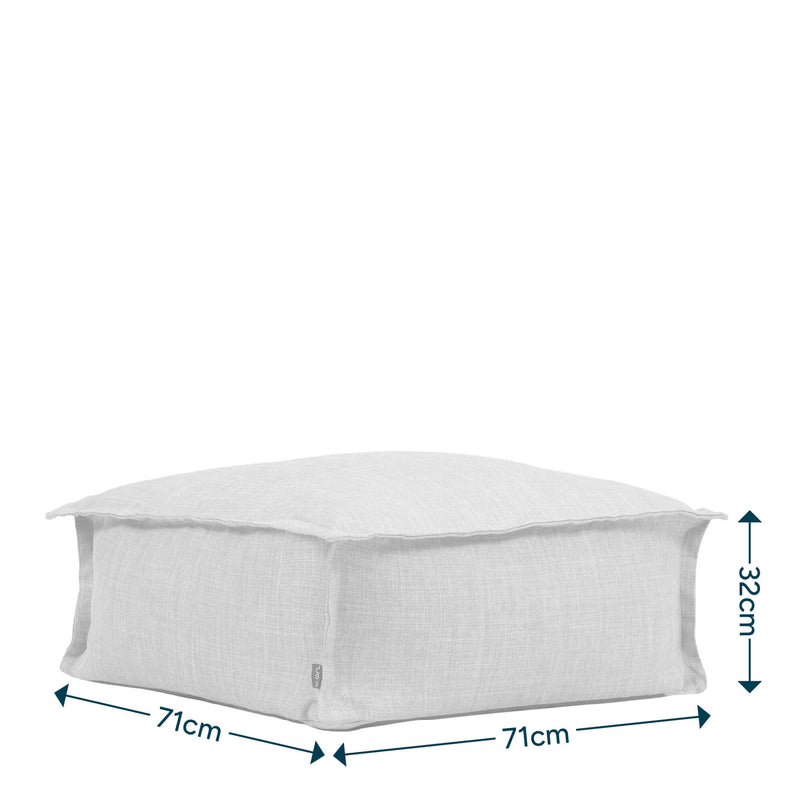 Pouf carré en tissu pour l'extérieur Vita, vert sauge