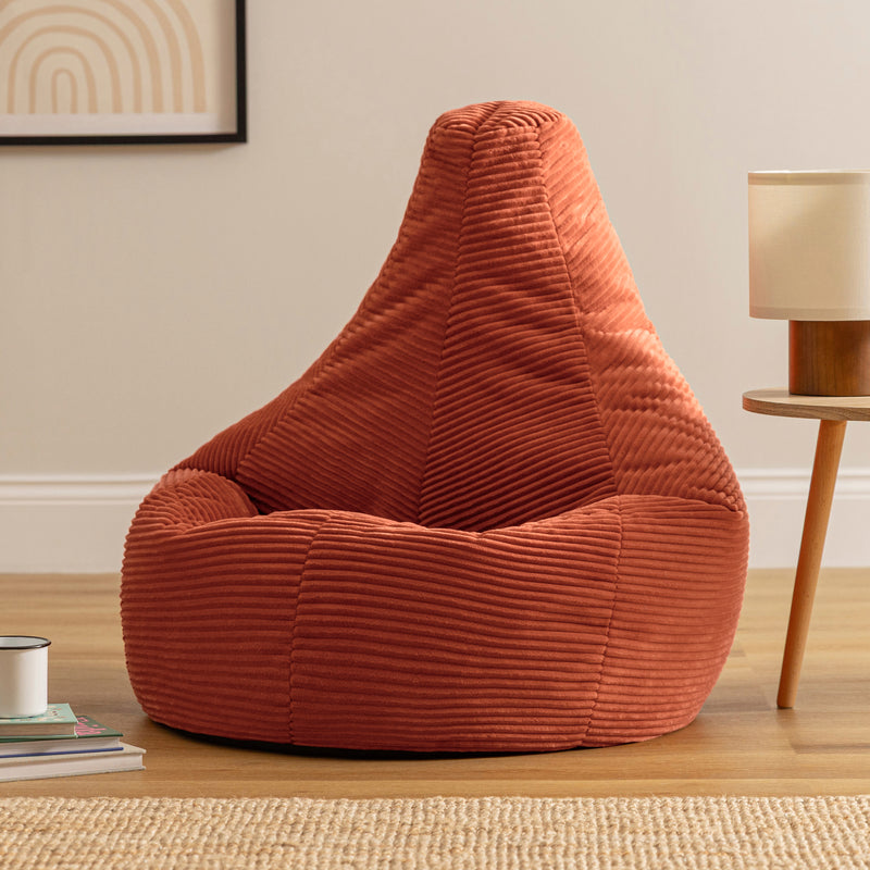 Pouf inclinable en velours côtelé Dalton, couleur terracotta