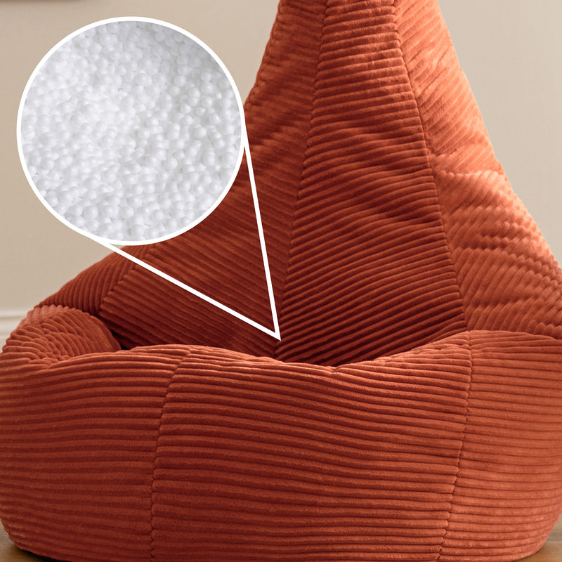 Pouf inclinable en velours côtelé Dalton, couleur terracotta