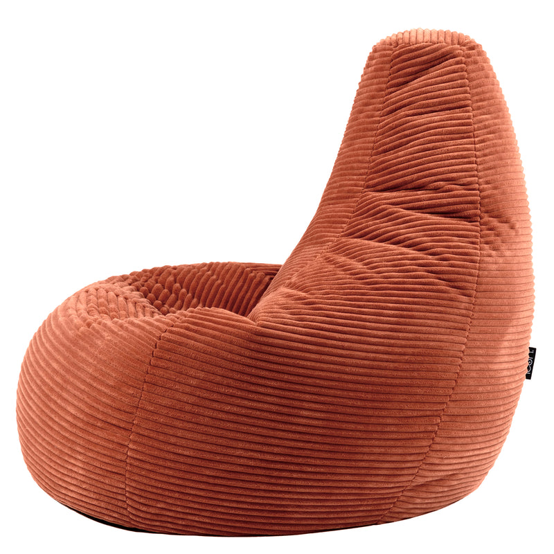 Pouf inclinable en velours côtelé Dalton, couleur terracotta