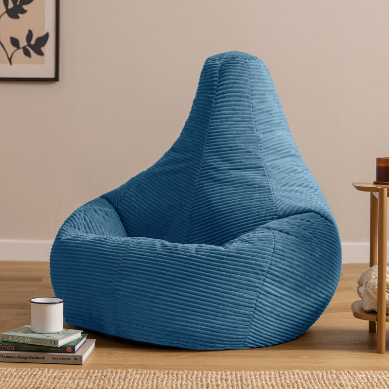 Pouf inclinable Dalton XL en velours côtelé - Bleu denim