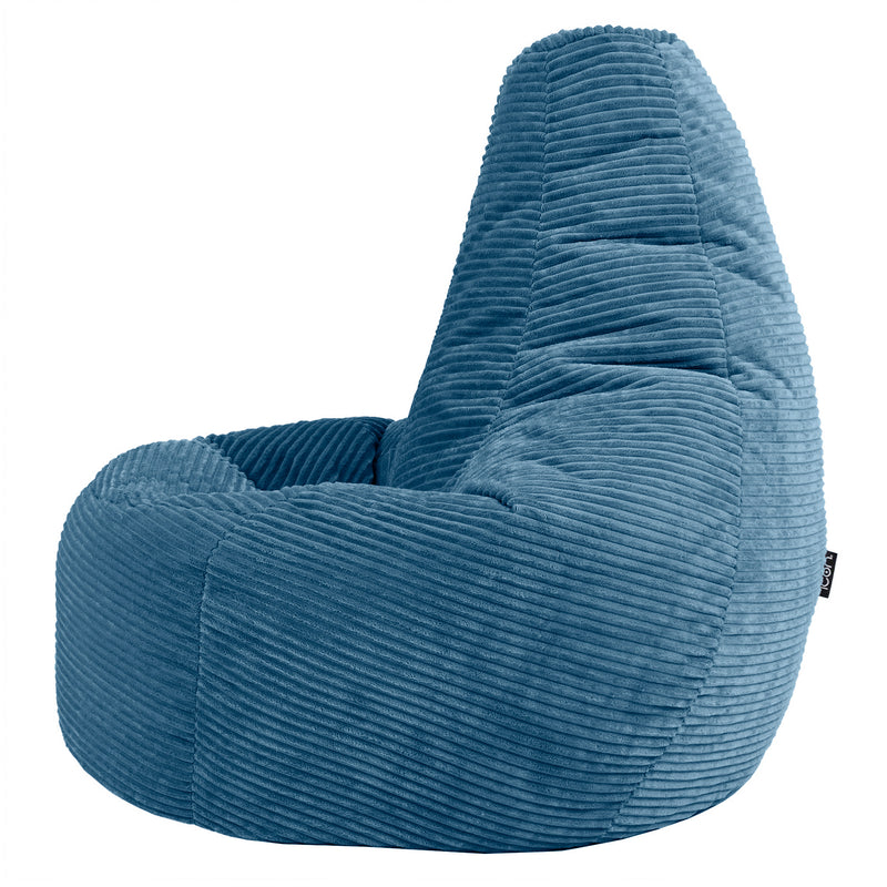 Pouf inclinable Dalton XL en velours côtelé - Bleu denim
