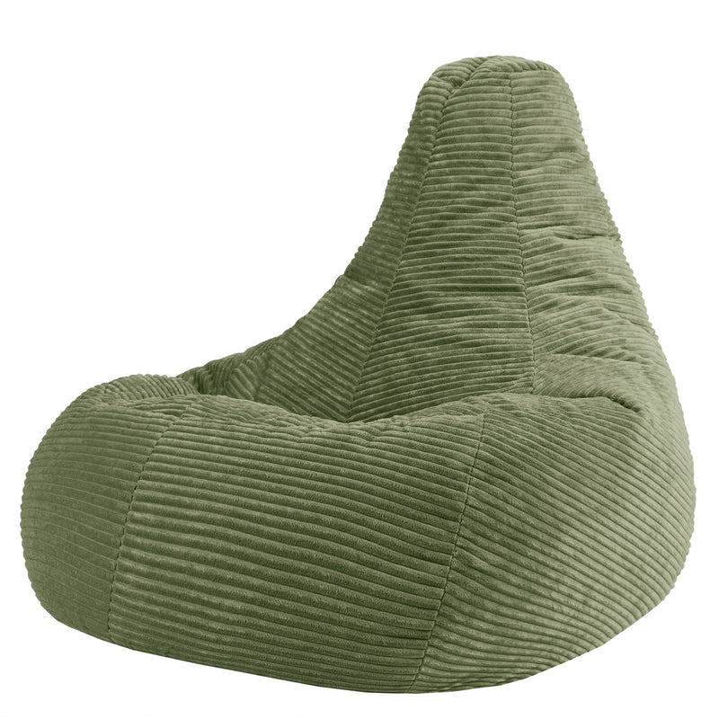 Pouf fauteuil inclinable en velours côtelé Dalton XL - Vert sauge