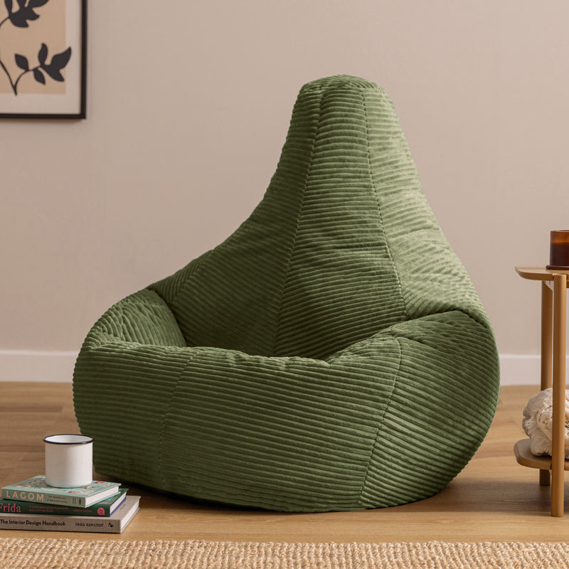 Pouf fauteuil inclinable en velours côtelé Dalton XL - Vert sauge