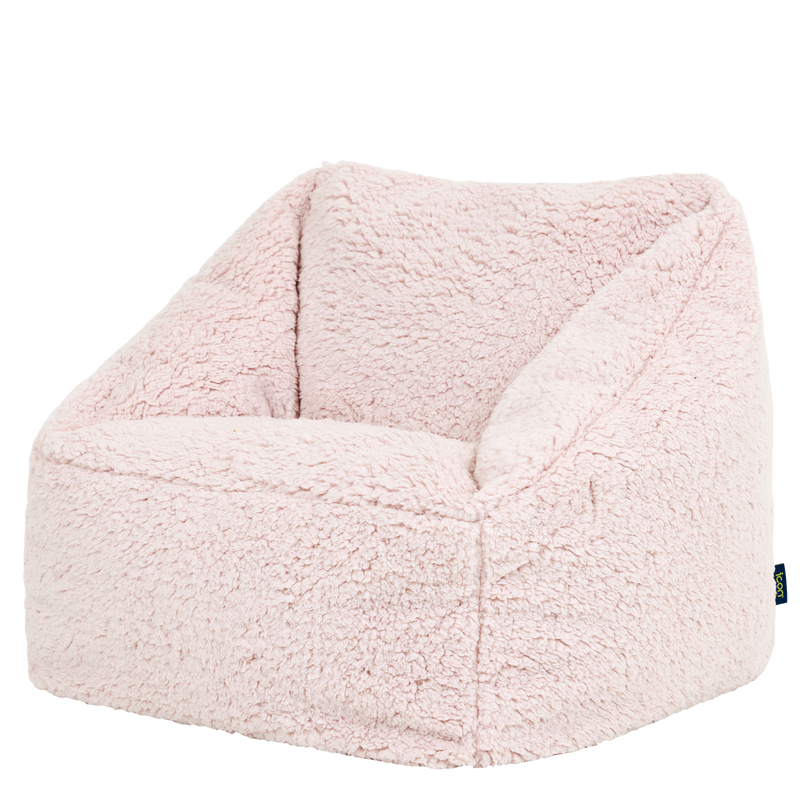 Fauteuil-poire en polaire nounours Natalia pour enfant - Rose