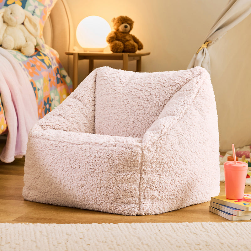 Fauteuil-poire en polaire nounours Natalia pour enfant - Rose