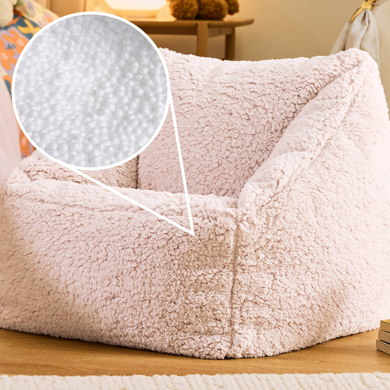 Fauteuil-poire en polaire nounours Natalia pour enfant - Rose
