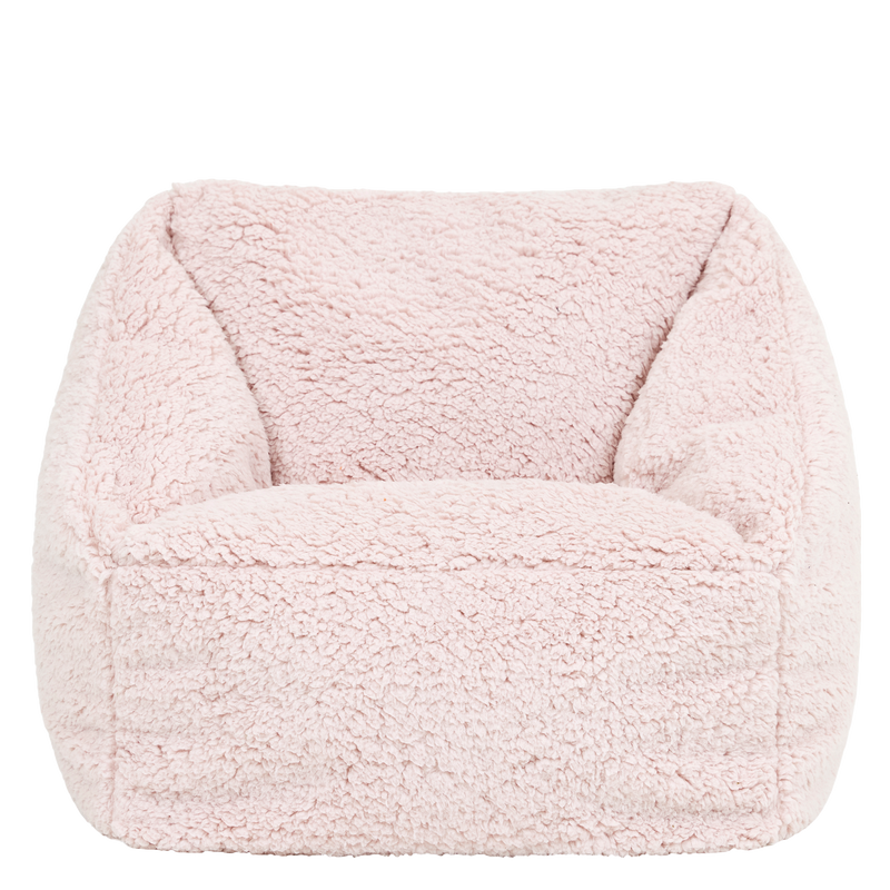 Fauteuil-poire en polaire nounours Natalia pour enfant - Rose