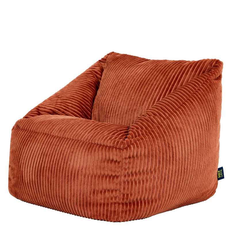 Fauteuil poire enfant Natalia en velours côtelé, terracotta