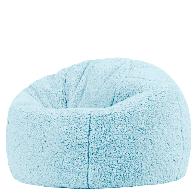 Pouf classique pour enfant XL Kingston en polaire Teddy - Bleu glacial