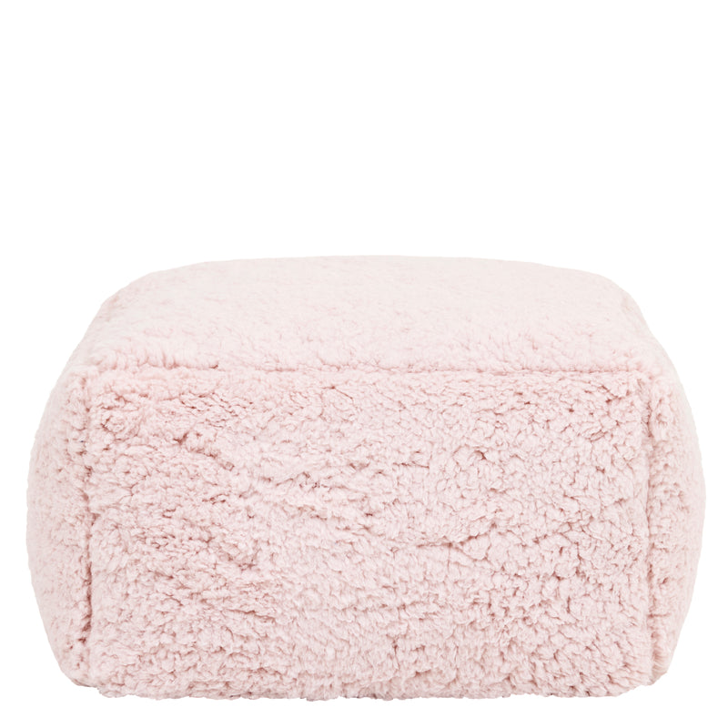Pouf carré en polaire Teddy Mini Amara - Rose