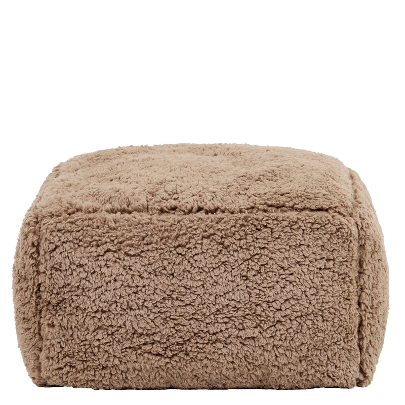 Pouf carré en polaire Teddy Mini Amara - Marron moka