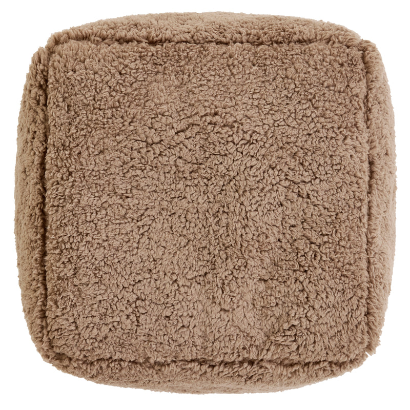 Pouf carré en polaire Teddy Mini Amara - Marron moka