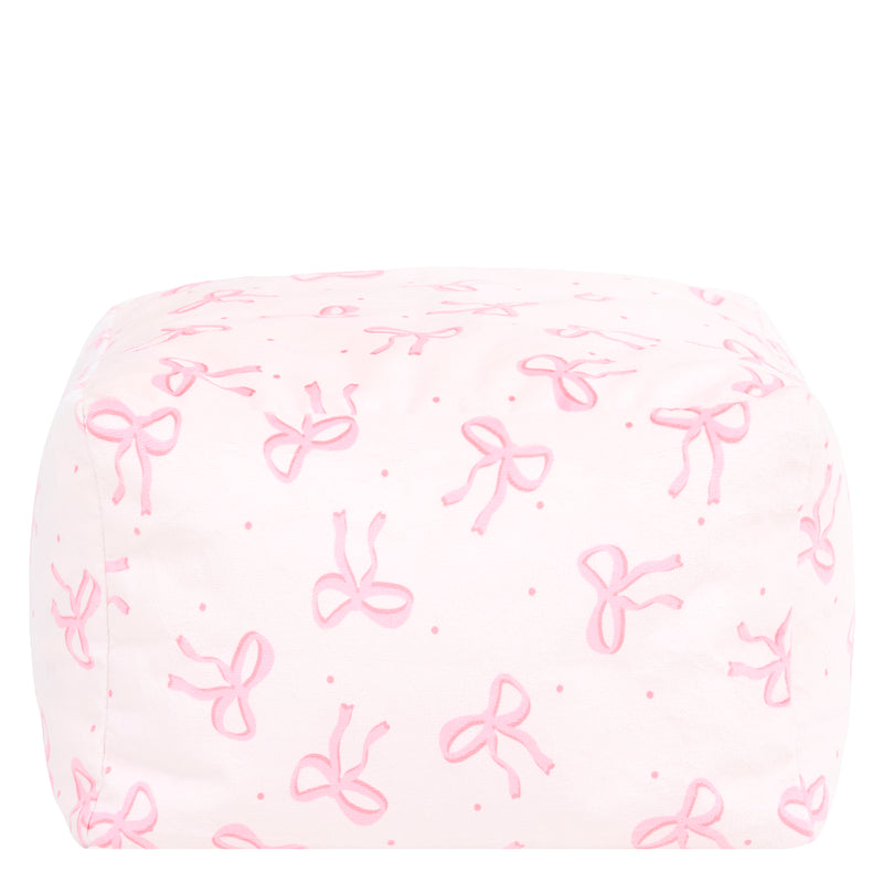 Petit repose-pieds carré en velours brossé Amara Bow - Rose