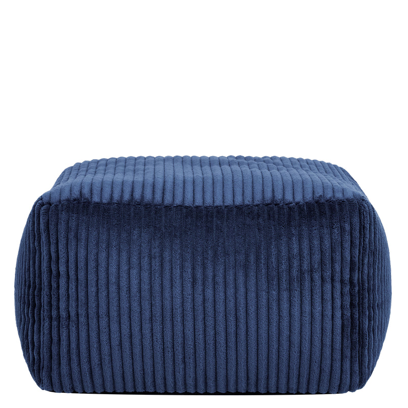 Petit pouf carré en velours côtelé Amara - Bleu marine