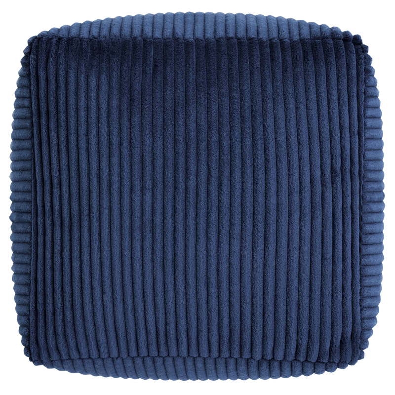 Petit pouf carré en velours côtelé Amara - Bleu marine