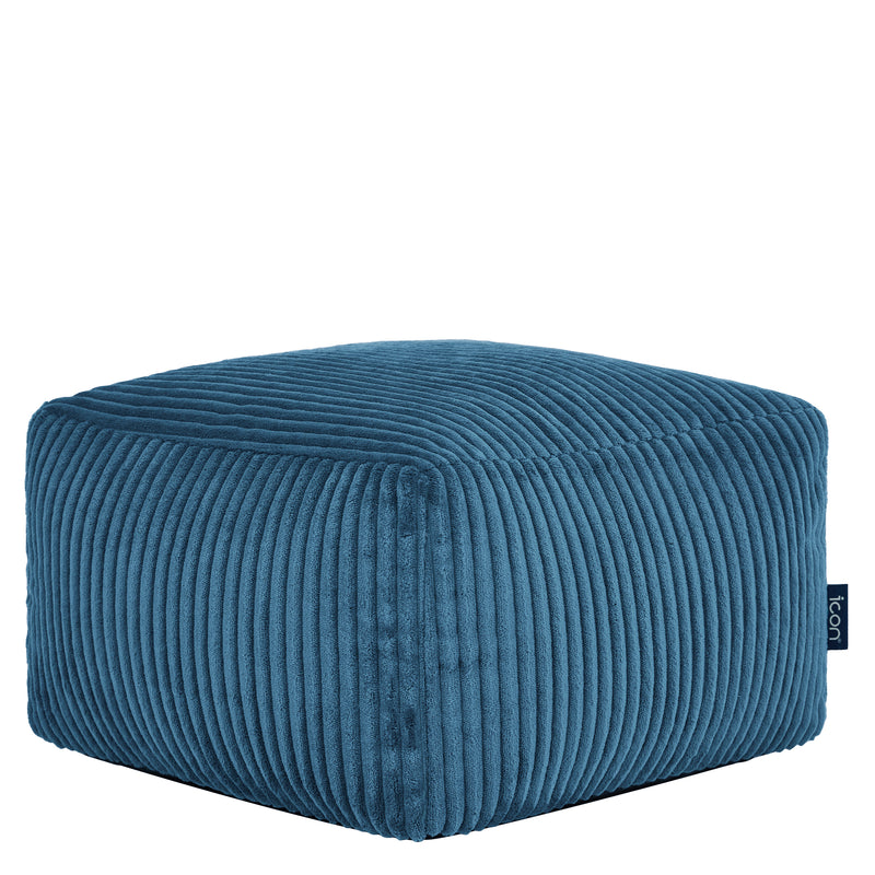 Petit repose-pieds carré en corde Amara - Bleu denim