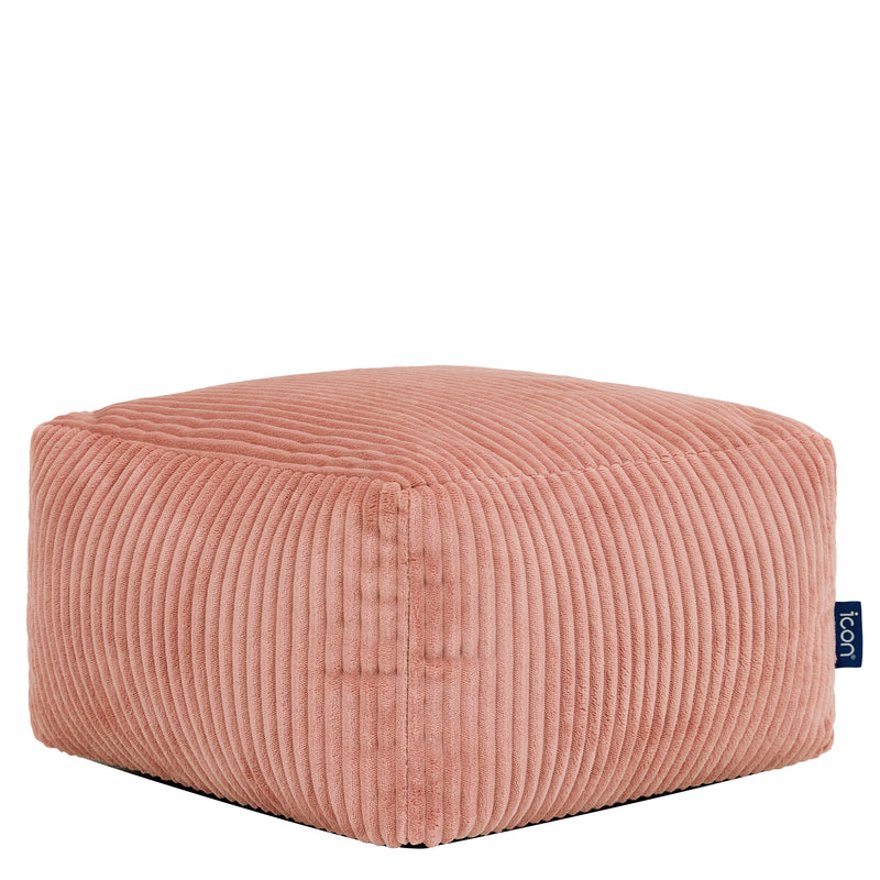 Petit pouf carré en velours côtelé Amara - Rose