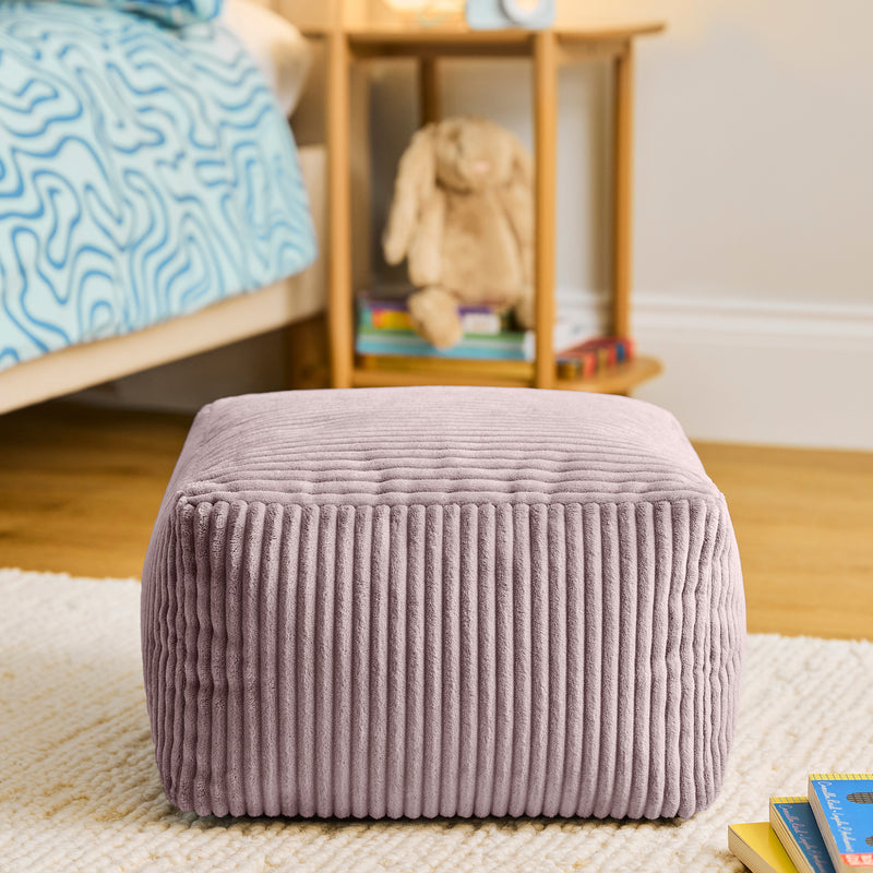 Pouf carré en velours côtelé Mini Amara - Lavande