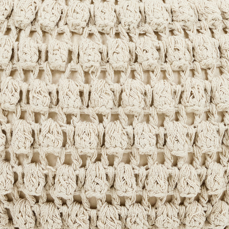 Pouf rond crocheté à pompons Riva - Naturel
