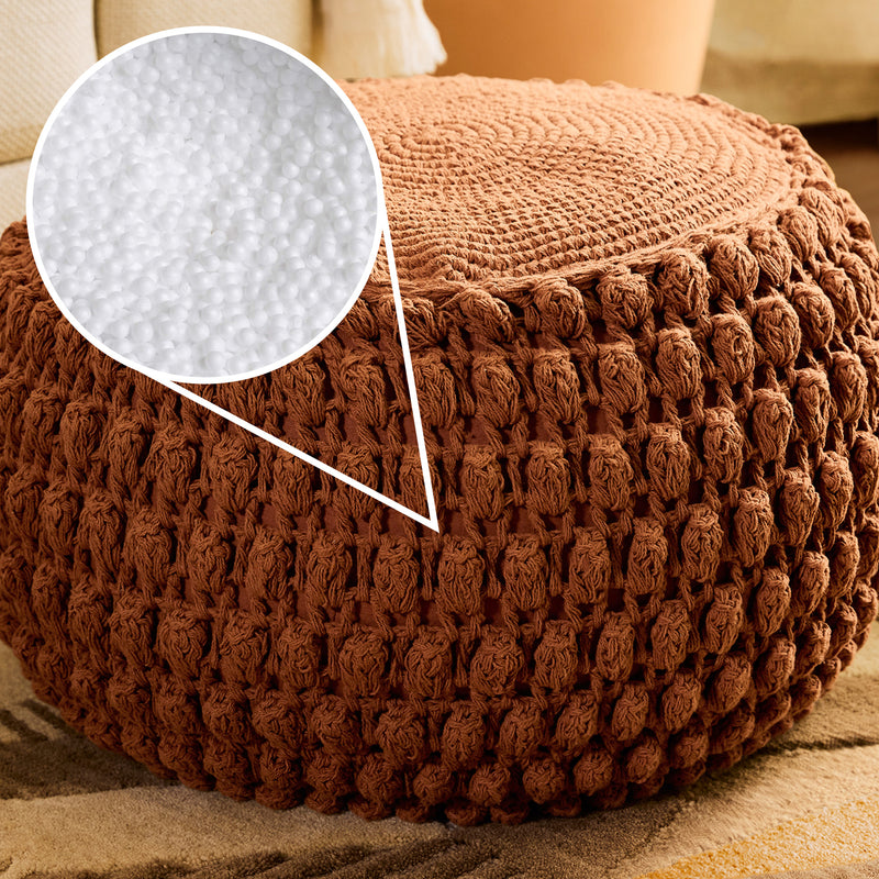 Pouf rond au crochet Riva Bobble - Terre cuite