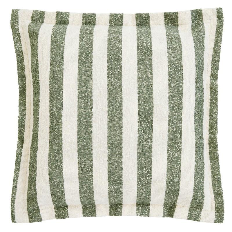 Pouf à plateau Sofia en bouclé rayé - Vert olive